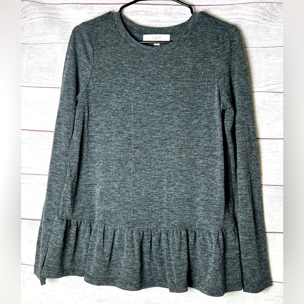 Loft Longsleeve Lightweight Peplum T Shirt Blouse